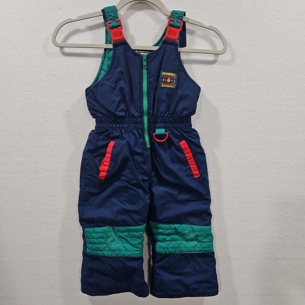 Gymboree Vintage Size Small Snow Pants Overall Small‎ Blue Red Green Color Block